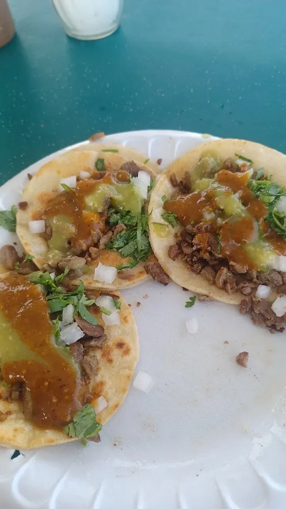 3 Street Tacos with Rice and Beans